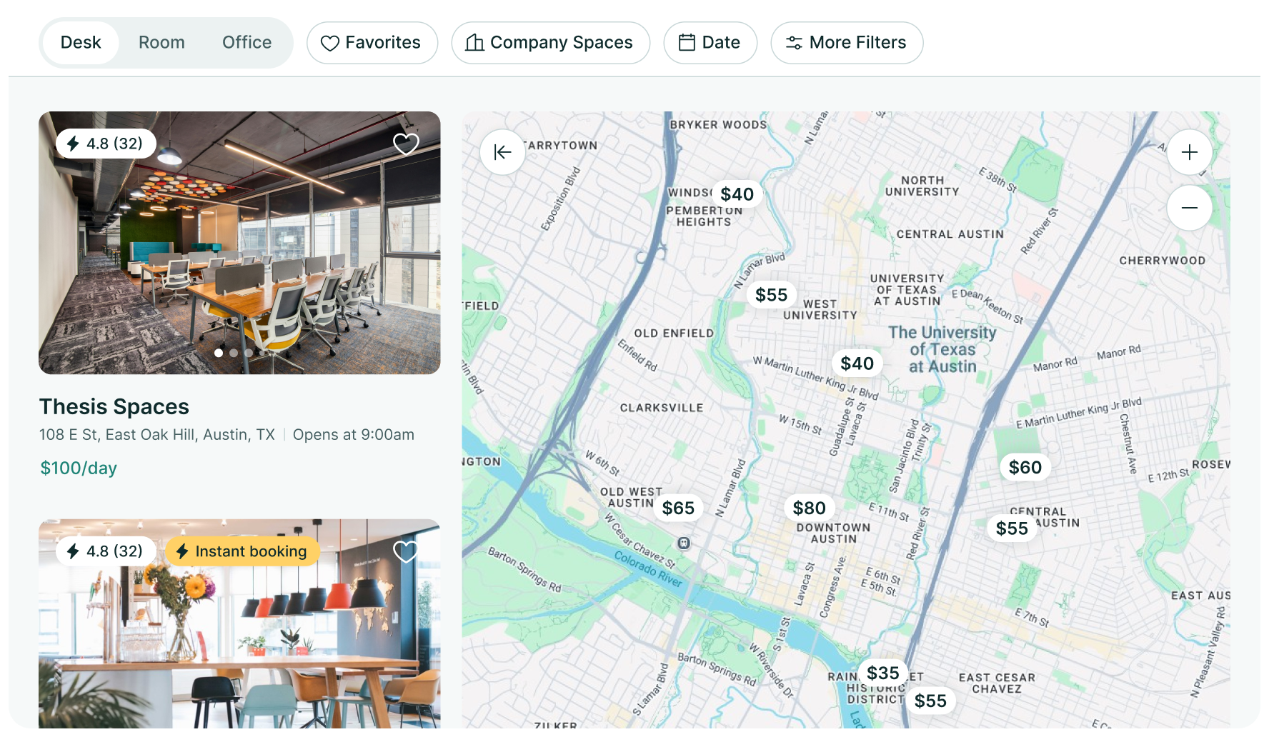 On-demand coworking